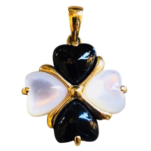 Magnetic Mother of Pearl Twist Pendant with Onyx and Diamonds main image 1